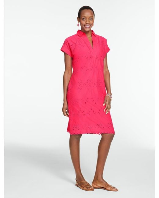 Talbots Pink Sea Breeze Eyelet Shift Dress