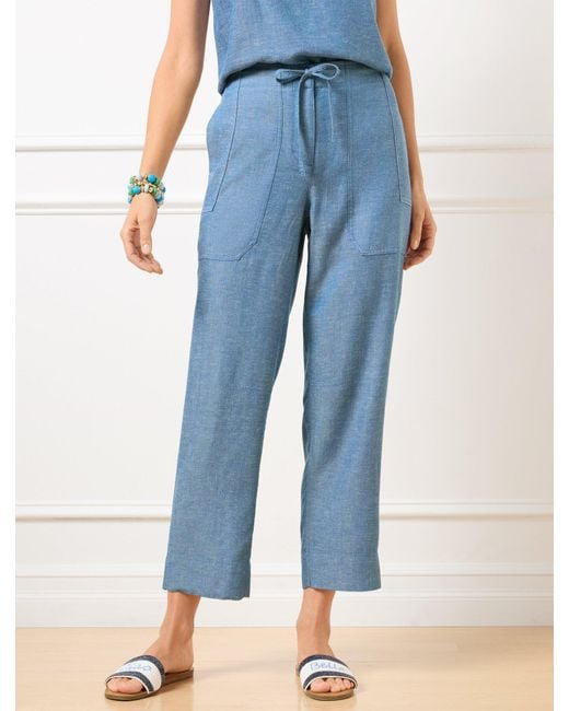 Talbots Blue Straight Crop Drawstring Pants