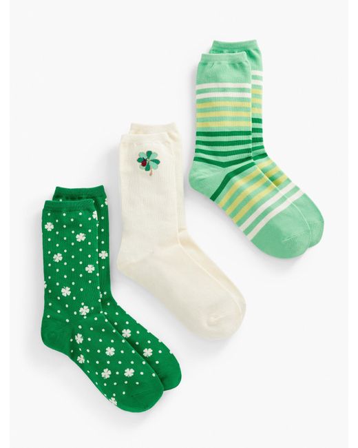 Talbots Green Lucky Clover 3-pack Trouser Socks