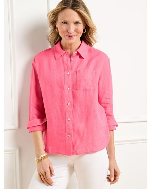 Talbots Pink Linen Shirt