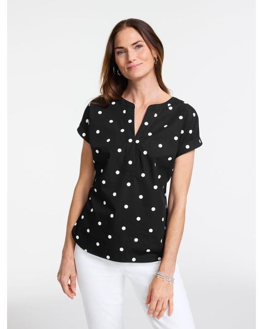Talbots Black Poplin Popover Shirt