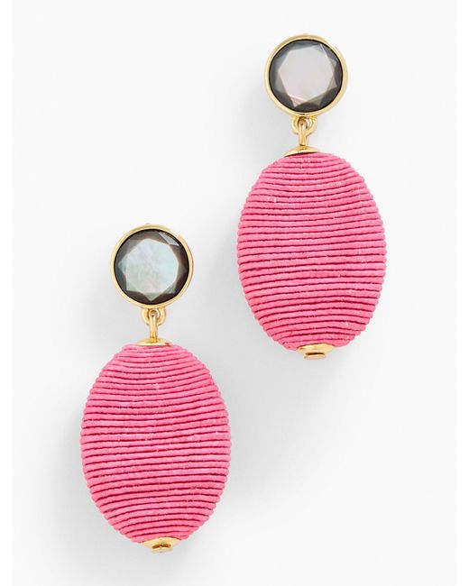 Talbots Pink Thread Wrap Drop Earrings