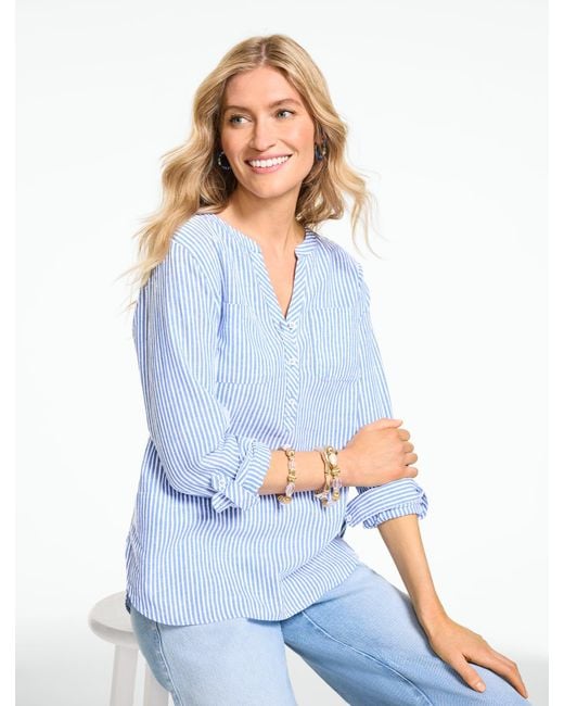 Talbots Blue Linen Camp Shirt