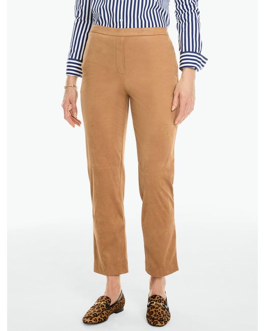 Talbots Natural Faux Suede Tapered Ankle Pull-on Pants