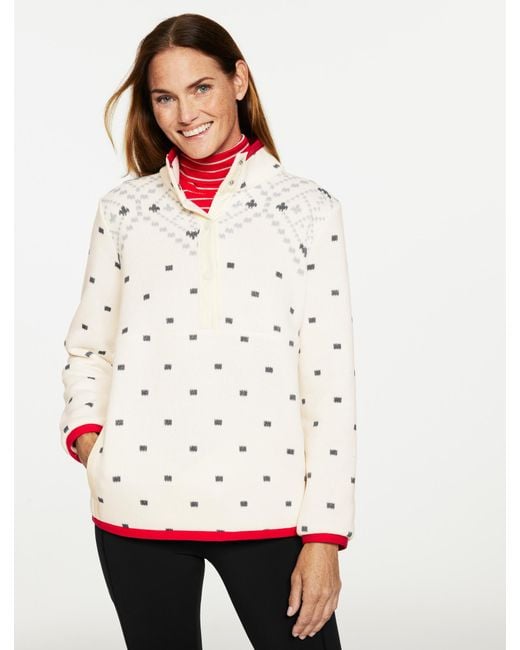 Talbots White Sherpa Mockneck Pullover Sweater
