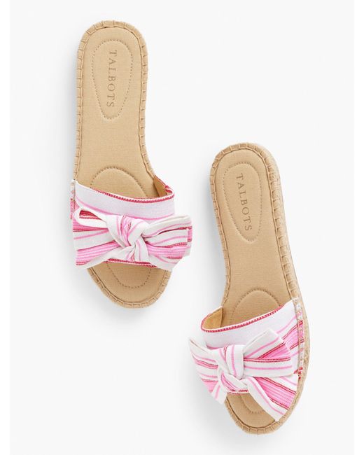 Talbots Pink Illysa Bow Espadrille Slide Sandals