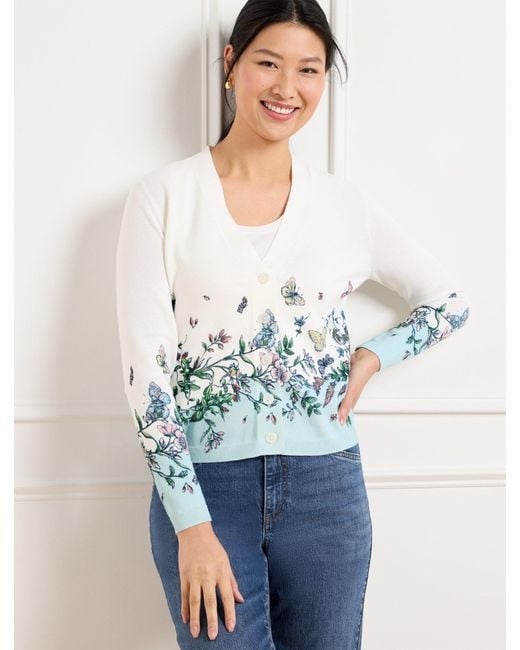 Talbots White V-neck Cardigan Sweater