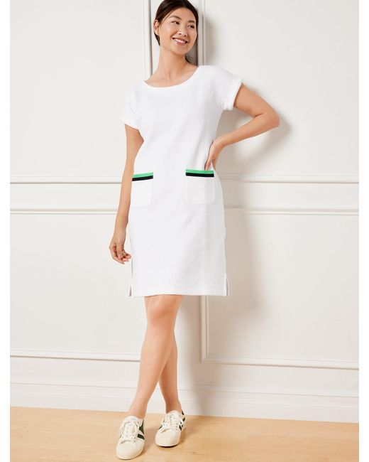Talbots Natural Cable Jacquard Short Sleeve Dress