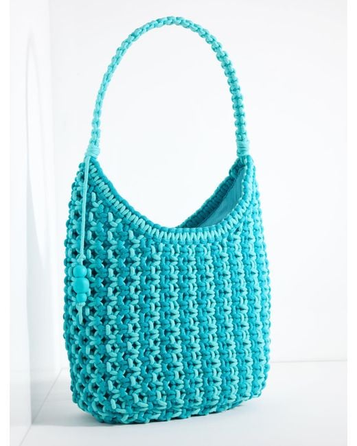 Talbots Blue Knotted Cord Hobo Bag