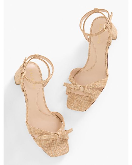 Talbots White Lily Raffia Block Heel Sandals