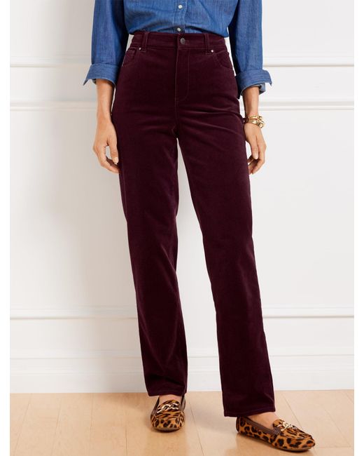 Talbots Red Stretch Corduroy Relaxed Straight Leg Pants