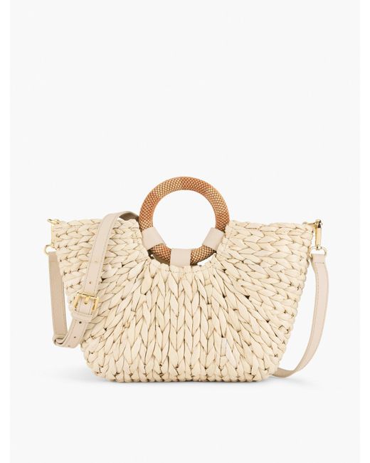 Talbots Natural Corn Husk Cut Out Handle Tote