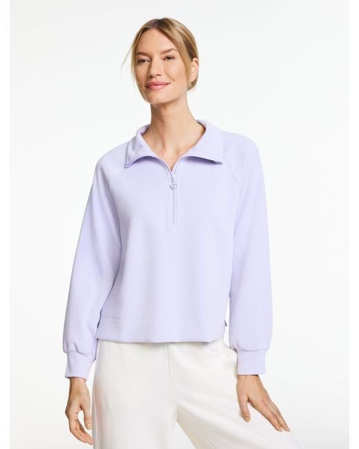Talbots White Airknit Stretch Half-zip Pullover Sweater