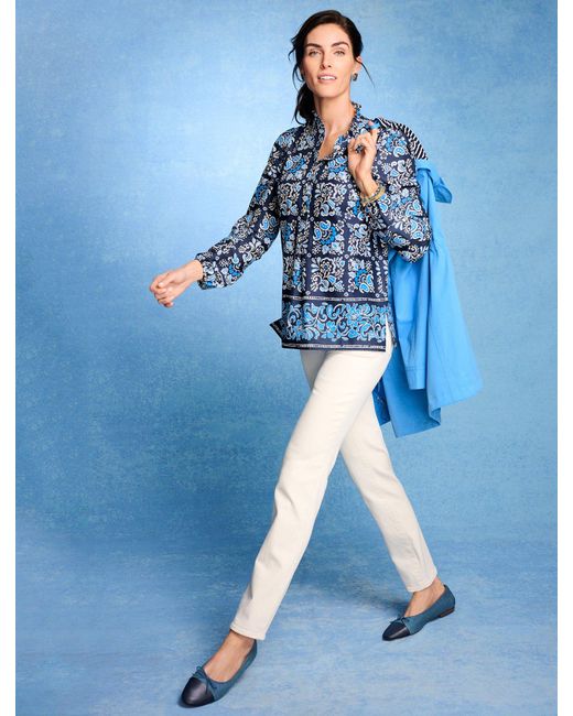 Talbots Blue Ruffled Tees Talbots Ruffle Popover Shirt in Blue | Lyst