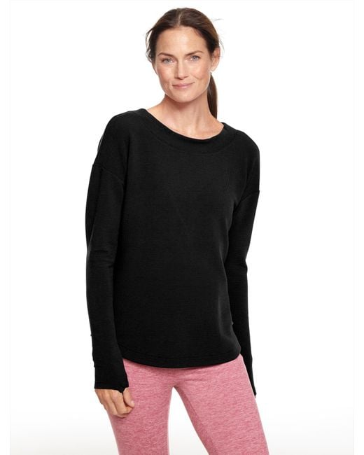 Talbots Black Tech Waffle Knit Open Back Pullover Sweater