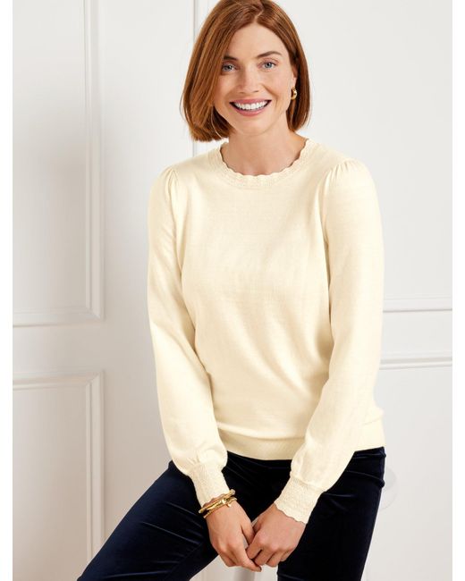 Talbots Scallop Trim Pullover Sweater in Natural Lyst UK
