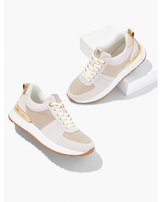 Talbots White Darby Suede Metallic Sneakers