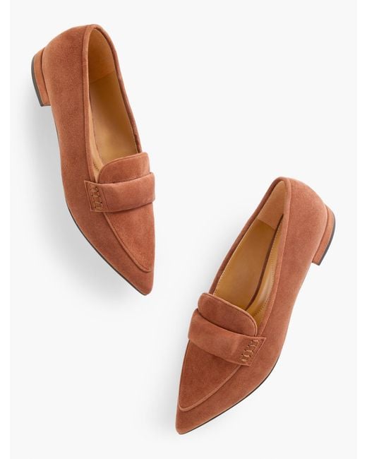 Talbots White Scarlet Suede Pointed Toe Loafers