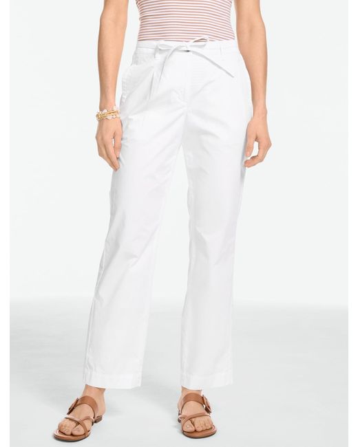 Talbots White Poplin Straight Ankle Pants