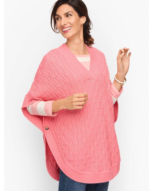 Talbots Diamond Cable Knit Poncho in Pink Lyst UK