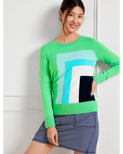 Talbots Green Coolmax® Cubist Crewneck Sweater