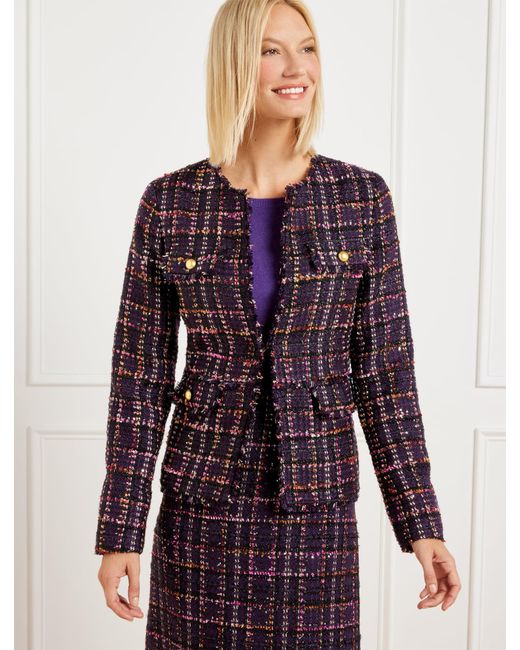 Talbots Blue Midnight Sparkle Tweed Jacket