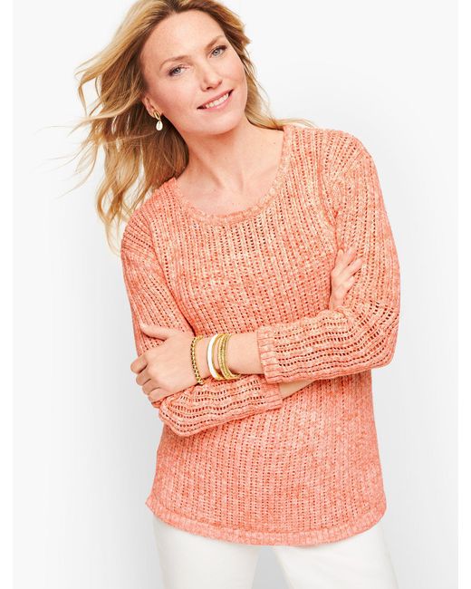 white open stitch sweater