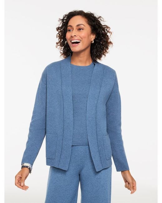 Talbots Blue Sweater Studio Open Front Cardigan