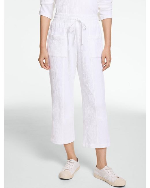 Talbots White Crinkle Gauze Straight Leg Pants