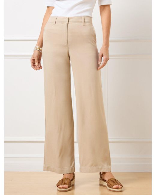 Talbots Natural Flowy Wide Ankle Pants