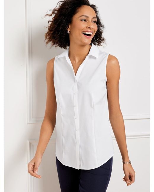 Talbots White Non-iron Sleeveless Perfect Shirt