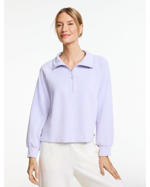 Talbots White Airknit Stretch Half-zip Pullover Sweater