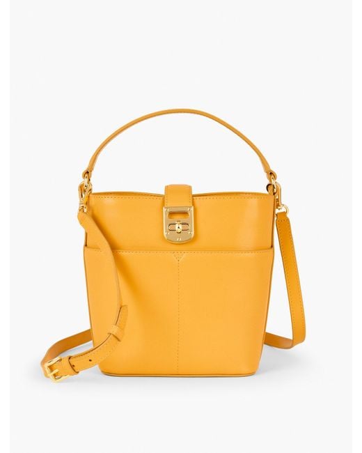Talbots Orange Leather Bucket Bag