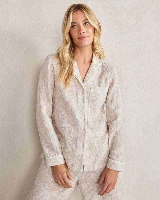 Talbots Natural Organic Cotton Gauze Fern Print Pajama Shirt