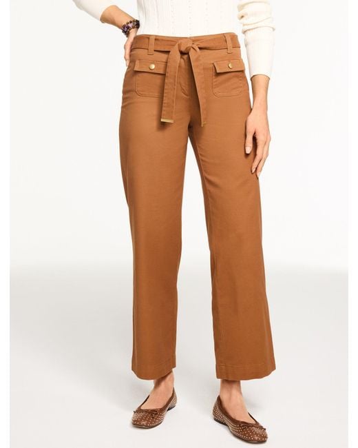 Talbots Multicolor Wide Ankle Belted Twill Pants