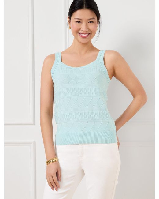 Talbots Blue Lace Pointelle Tank Top