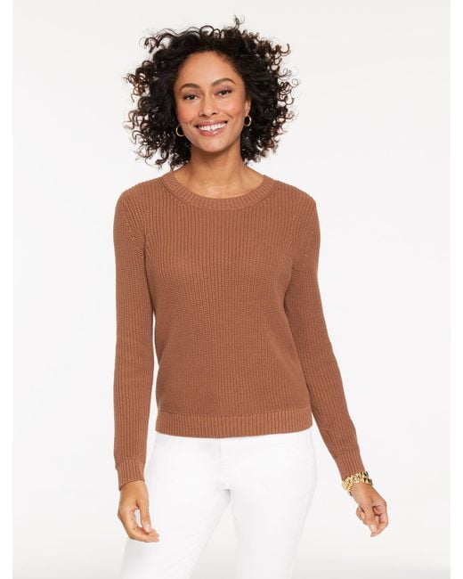 Talbots Brown Shaker Stitch Crewneck Sweater