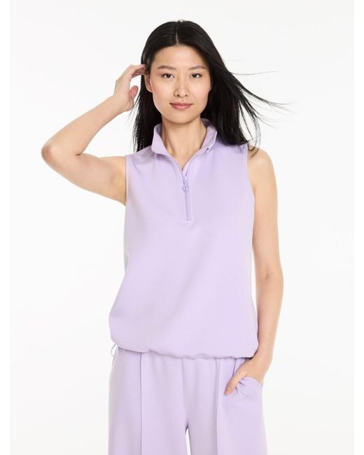 Talbots Purple Airknit Stretch Sleeveless Half-zip Pullover Sweater