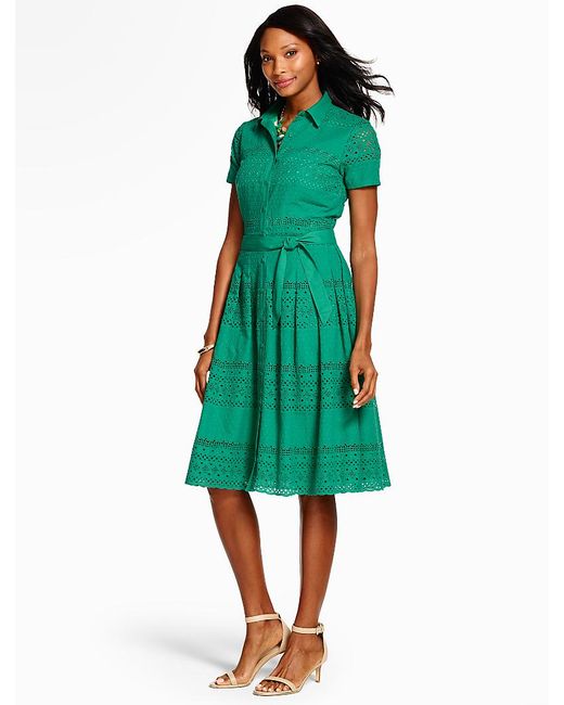 Talbots Green Eyelet Shirtdress