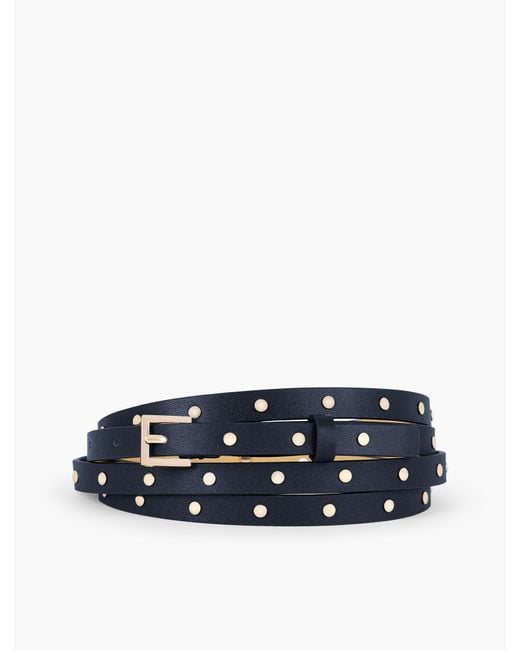 Talbots Blue Studded Double Wrap Leather Belt