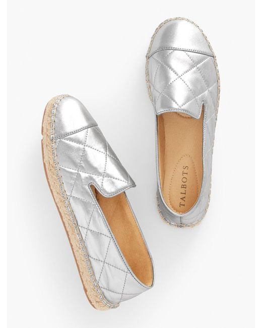 Talbots White Izzy Quilted Espadrille Flats