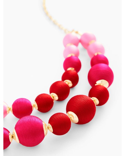 Talbots Red Bright Thread Wrap Necklace