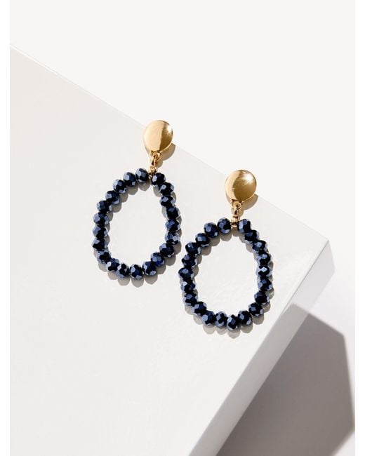 Talbots Blue Adara Beaded Hoop Earrings