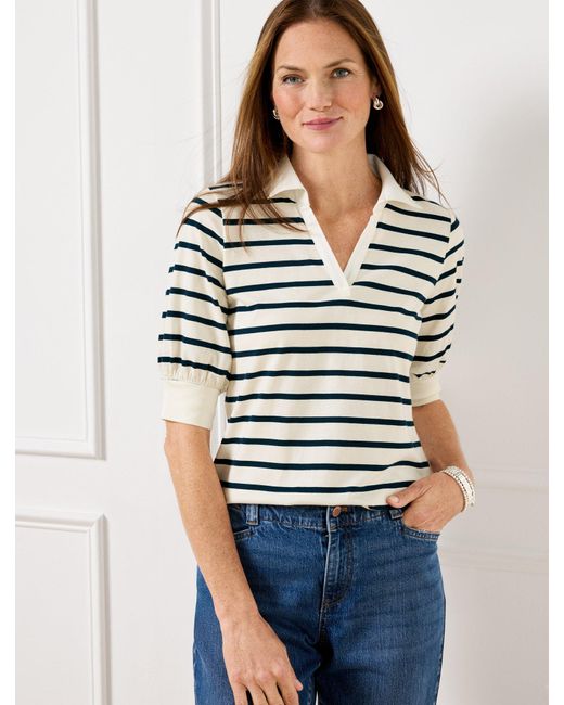 Talbots White Johnny Collar Pullover Sweater