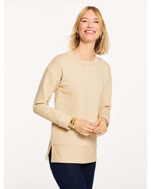 Talbots Natural Ottoman Knit Crewneck Tunic Sweatshirt