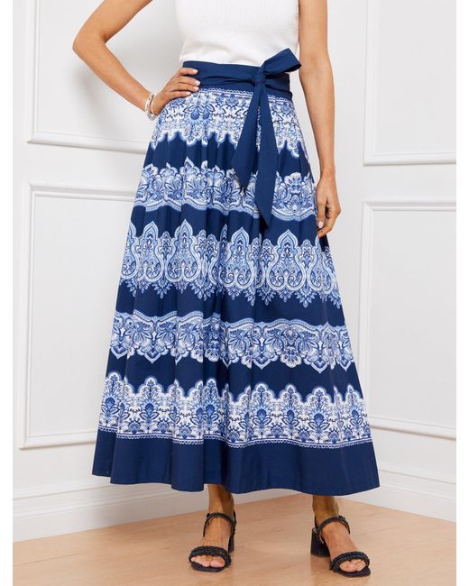 Talbots Blue The Piper Pleated Patio Skirt