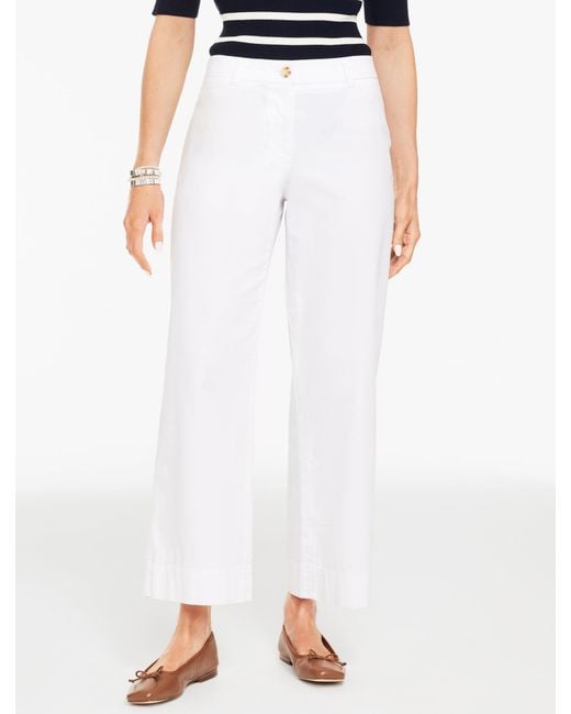 Talbots White Wide Ankle Heritage Twill Pants