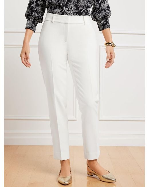 Talbots White Hampshire Lightweight Double Cloth Straight Ankle Pants