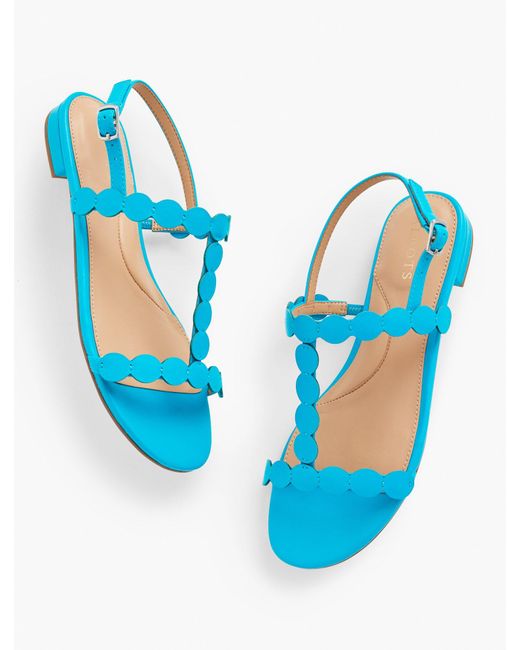 Talbots Blue Keri Dot Soft Nappa Flat Sandals