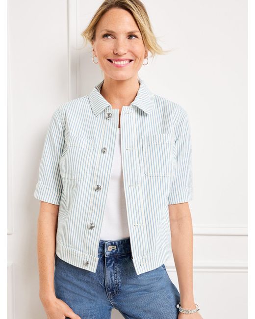 Talbots White Awning Stripe Jacket